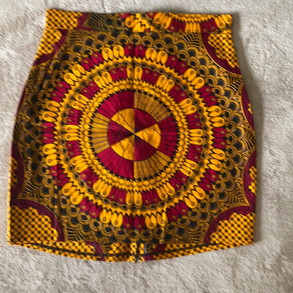 African print mini skirt